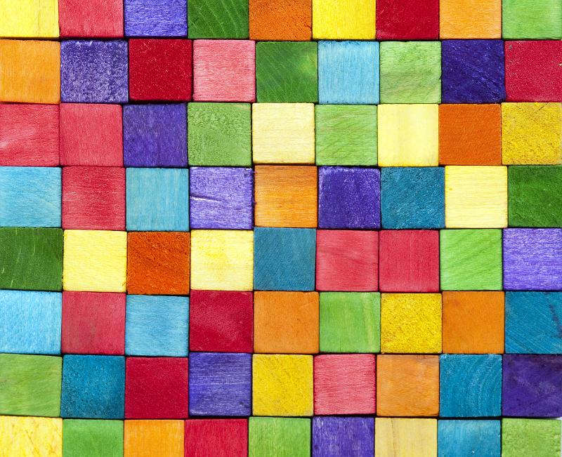 Free Stock Photo: Abstract background made of colorful blocks placed side by side to resemble a quilt