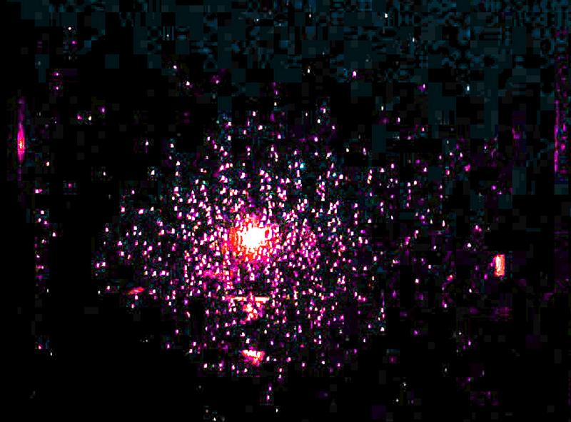 Free Stock Photo: Stop motion particle explosion of small white and pink stars or sparks in pattern over black