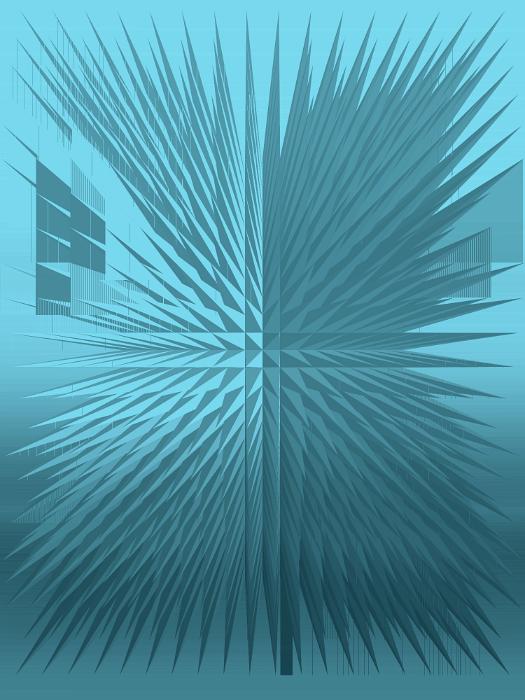 Free Stock Photo: Jagged Turquoise Abstract Background - Pyramid Shapes Arranged in Digitally Generated Blue Starburst Background