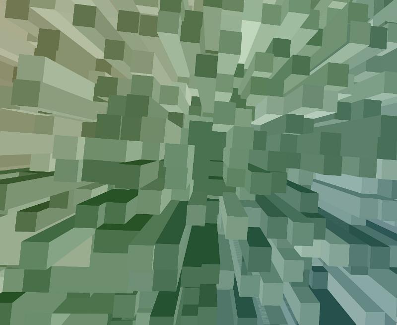 Free Stock Photo: Geometric Abstract Green Colored Background - Full Frame Image of Green Cubes with Zoom Effect