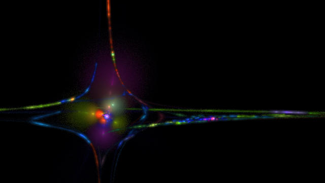 fractal pattern of random colours and blurred points of light