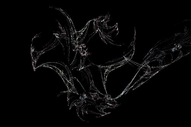a fractal rendering with tribal shapes