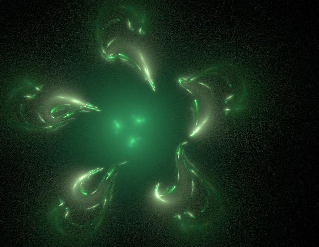 Free Stock Photo: a fractal rendering of green shapes being pulled towards a central highlight