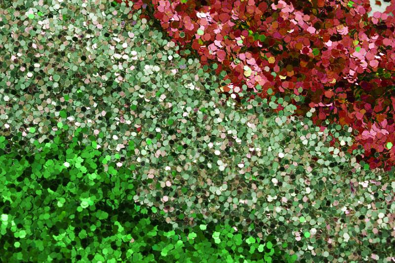 Free Stock Photo: three rows of glitter in red silver and green diagonal stripes