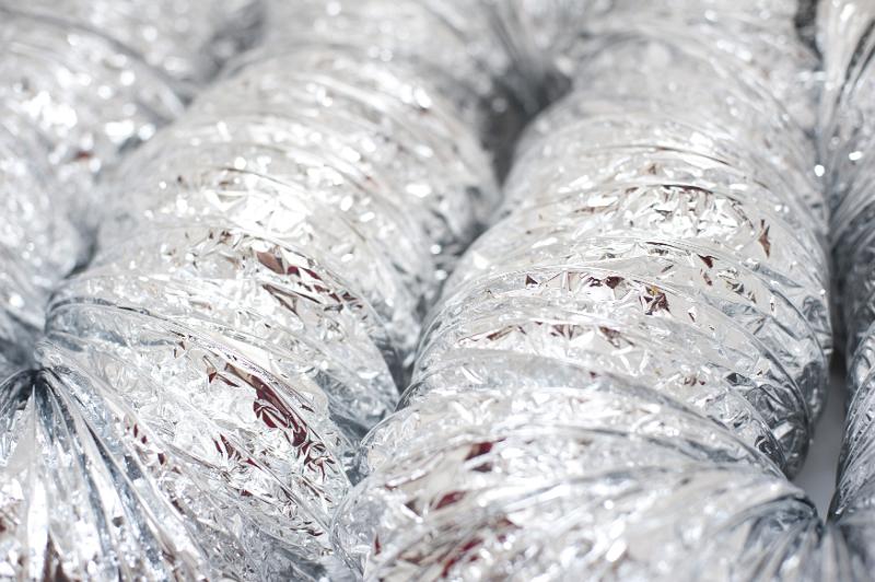 Free Stock Photo: ribbed silver metalised ducting