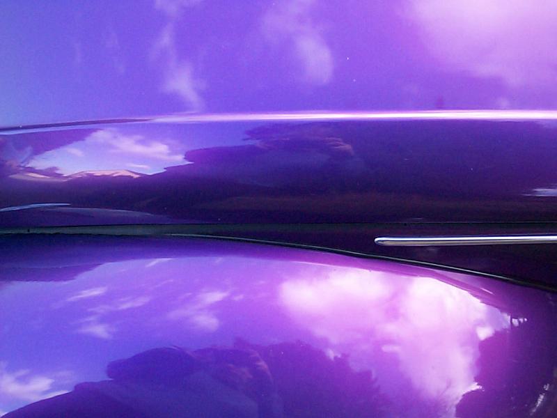 Free Stock Photo: Reflection of sky and clouds in smooth purple curved surface as full frame background with copy space