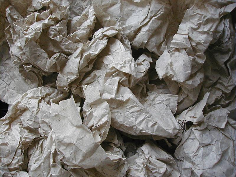Free Stock Photo: Background texture of crumpled packing paper used to wad and protect items in transit in a full frame overhead view