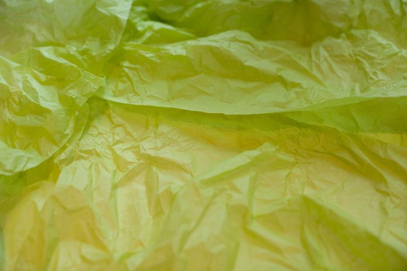 Free Stock Photo: Creased and wrinkled light green tissue paper sheets with copy space close up