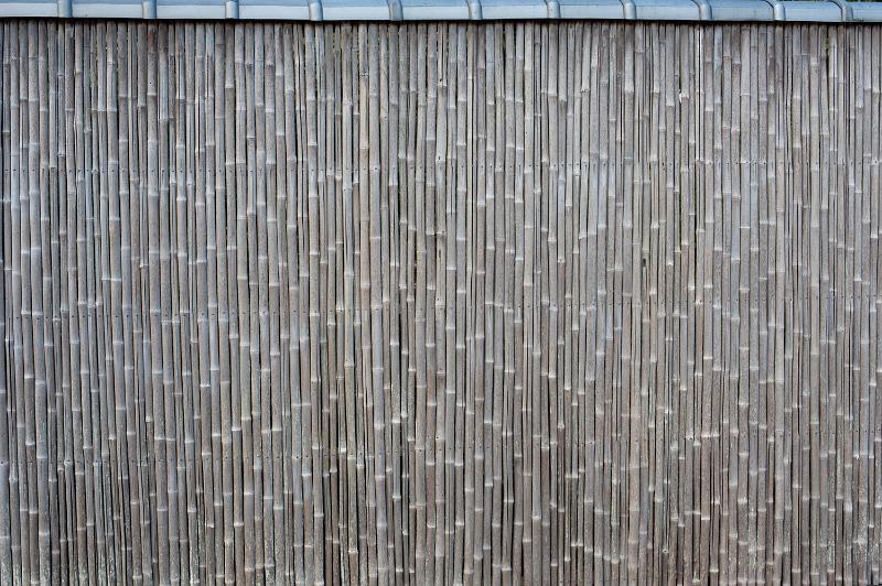 Free Stock Photo: files of dry bamboo cane forming a decorative fence wall