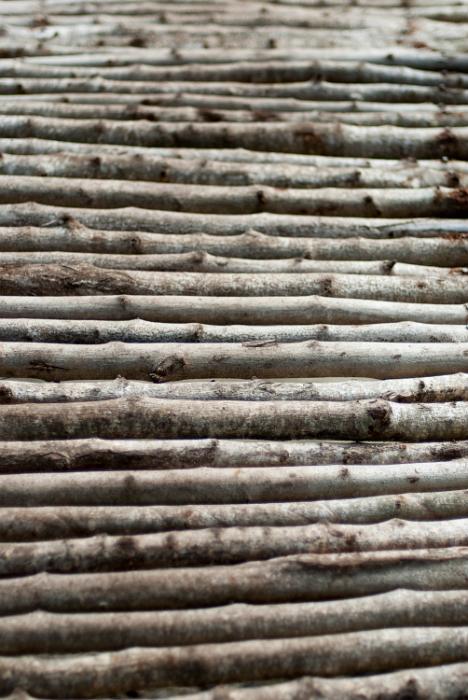 Free Stock Photo: straight branches with bark on laid to from a wood fence