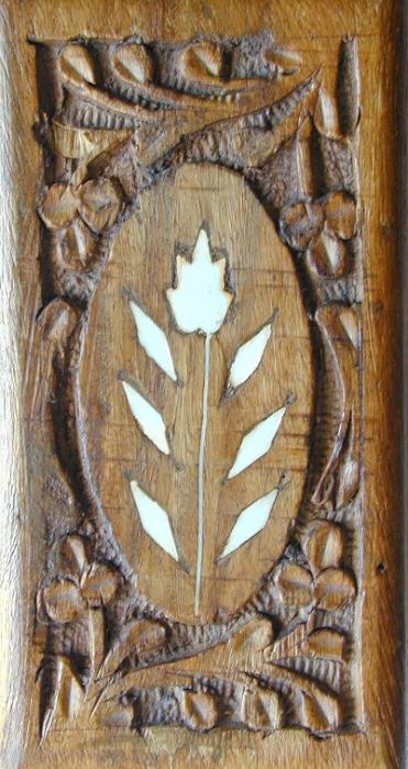 Free Stock Photo: shell inlay flower on a carved wooden box