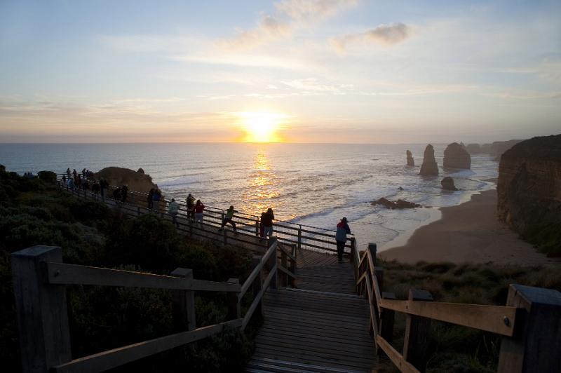 Free Stock Photo: People watching sunset at viewpoint by Twelve Apostles limestone rock formation, Great Ocean Road, Victoria, Australia