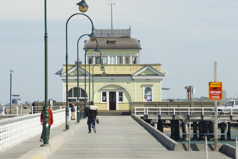 Free Stock Photo: People on the St Kilda Pier, St Kilda, Victoria, Australia with a view towards the historic pavilion at the end