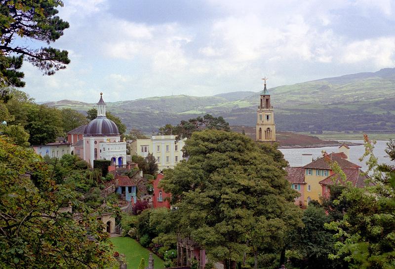 Free Stock Photo: View of the scenic village of Portmeirion in North Wales home of the Portmeirion pottery and a popular Welsh tourist attraction run by a charitable trust
