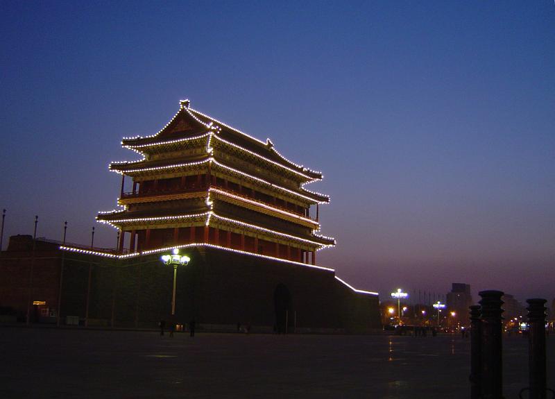 Free Stock Photo: The Forbidden City lights up while overlooking Beijing at night