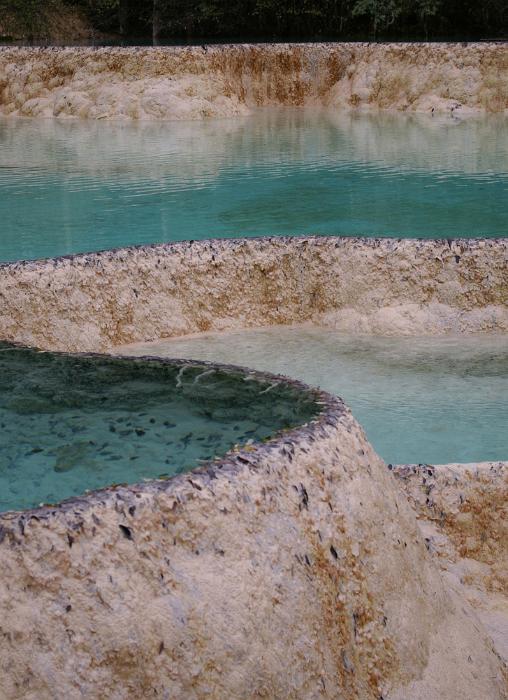 Free Stock Photo: Nature Detail of Natural Thermal Pools with Turquiose Mineral Waters in Natural Formations, China