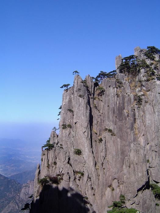 Free Stock Photo: spectacular rock outcrop dotted with pine trees in the Yellow mountains, China