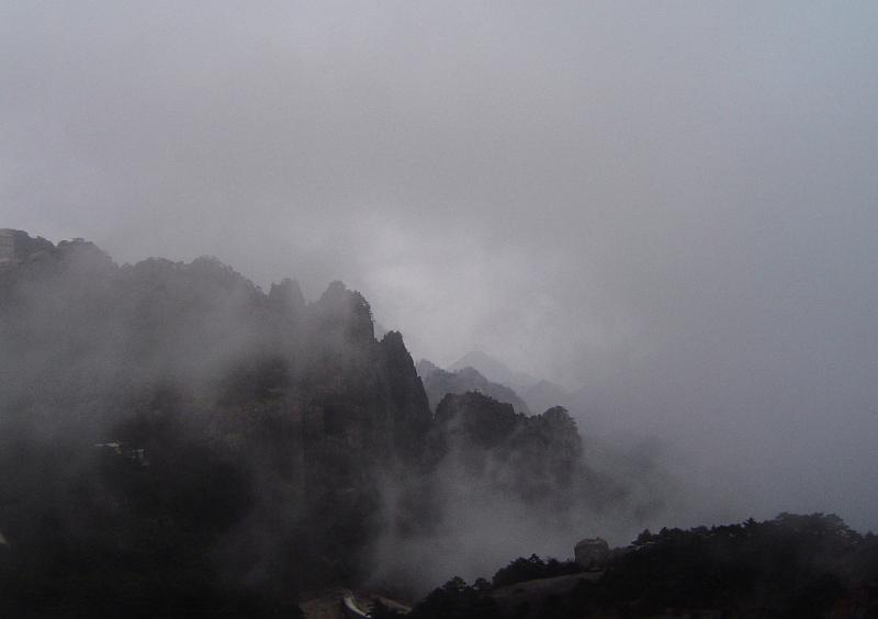 Free Stock Photo: rugged mountainous landscape with mist or low cloud in the yellow mountains, china