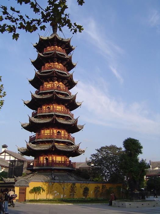 Free Stock Photo: Traditional Chinese pagoda with multiple levels of roof structure forming a tower on a temple, historic landmark in a travel and tourism concept