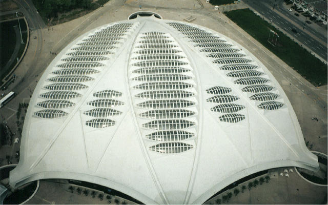Free Stock Photo: looking down on the monteal olympic pool / bio dome