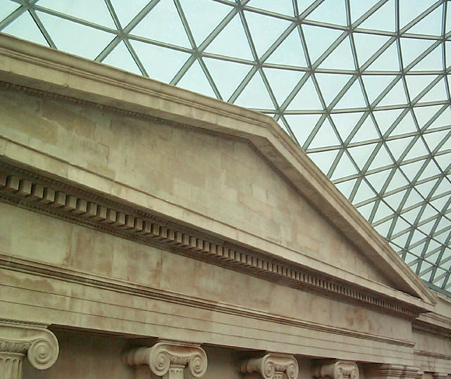 Free Stock Photo: modern glass roof covers the internal courtyard of the british muesum