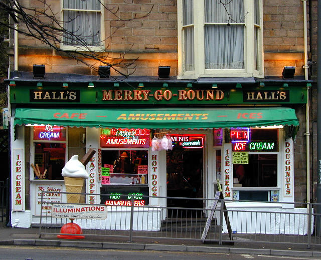 Free Stock Photo: colourful neon lit shop front, matlock bath, derbyshire, uk