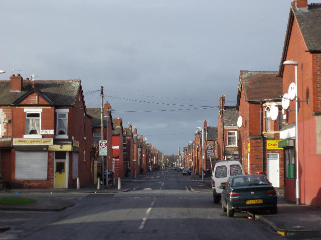 Free Stock Photo: red brick terraced urban streets of moss side, manchester