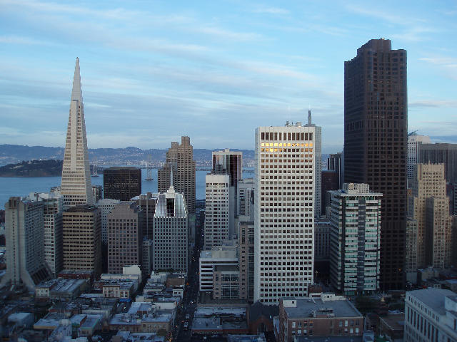 Free Stock Photo: distinctive building shapes of the san francisco sykine at dusk