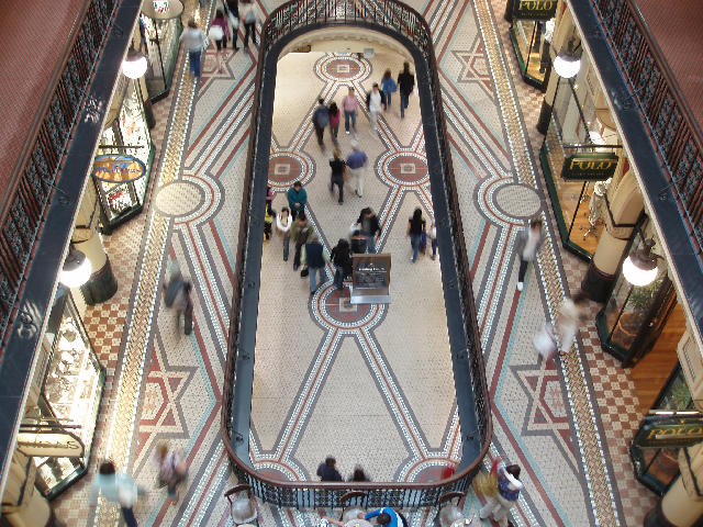 Free Stock Photo: shoppers going about their business in the queen victoria building shopping arcade, syndey australia.