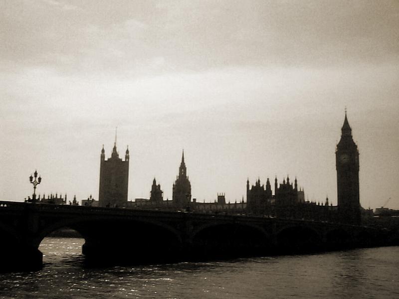 Free Stock Photo: Houses of Parliament, London, on a sombre overcast day silhouetted against the clouds