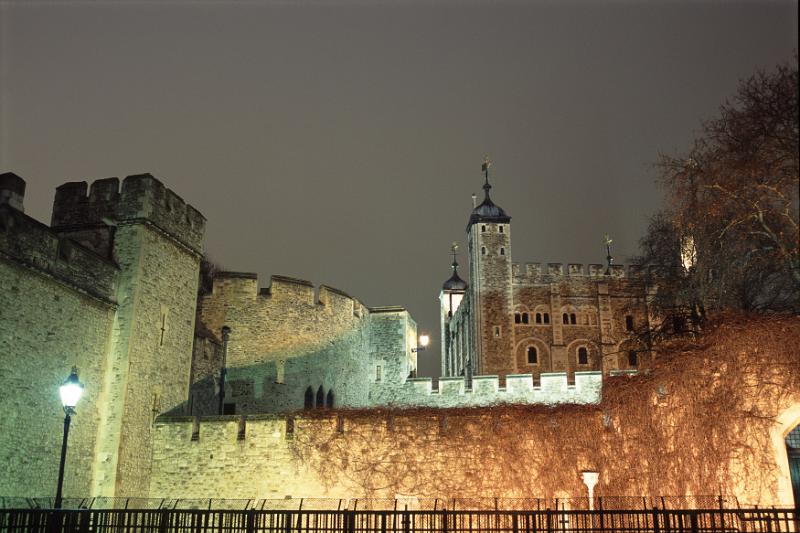 Free Stock Photo: A night time view of the tower of london illuminated by floodlights