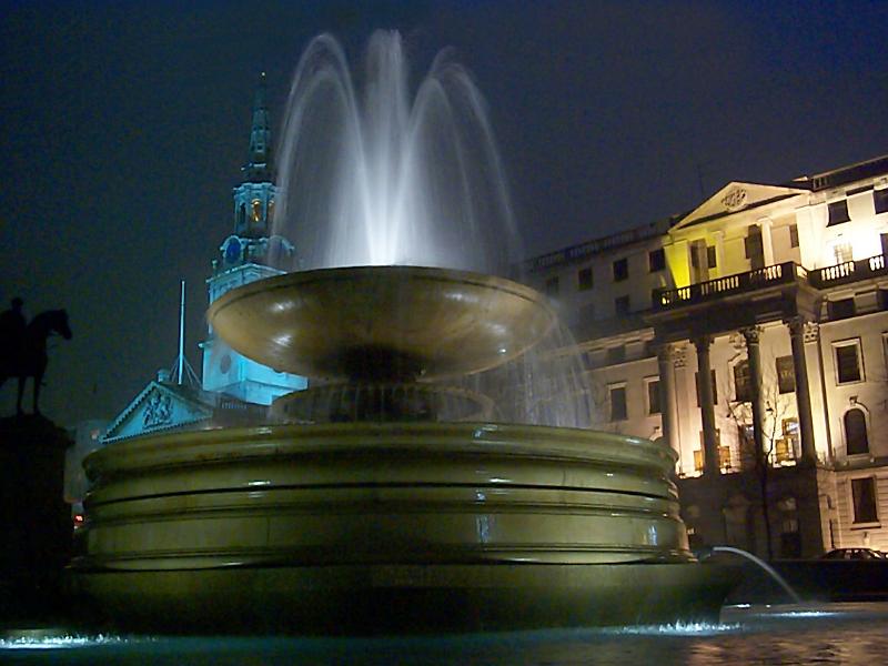 Free Stock Photo: Famous Fountain in Historic London Trafalgar Square, a public space and tourist attraction in central London, in the area known as Charing Cross.