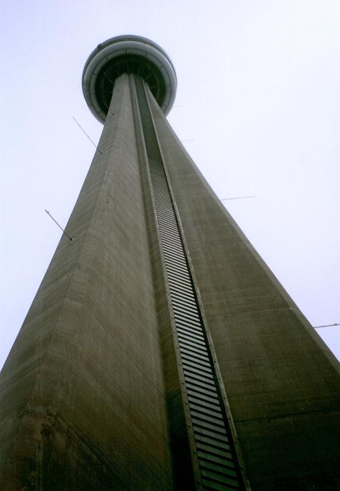 Free Stock Photo: CN Tower from low angle against grey sky, Toronto, Canada