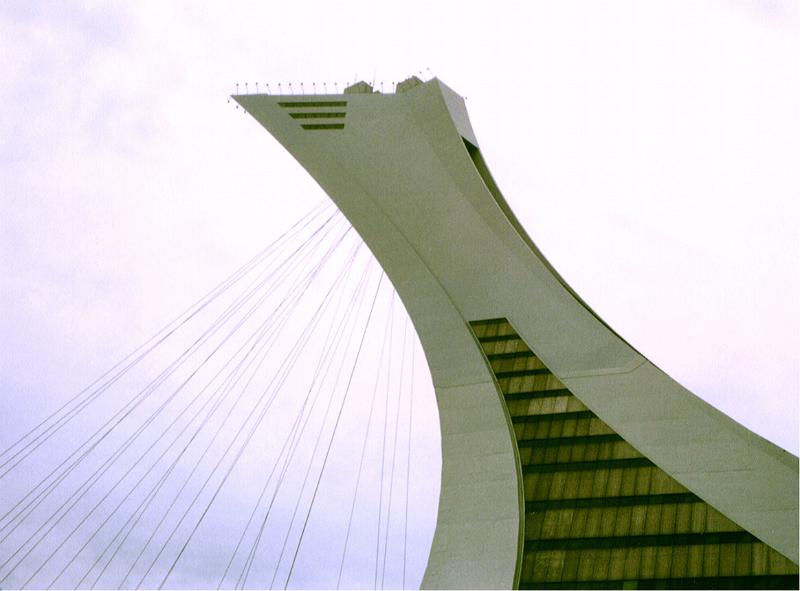Free Stock Photo: Top of the inclined tower of the Olympic Stadium, Montreal, Quebec, Canada in close up architectural detail
