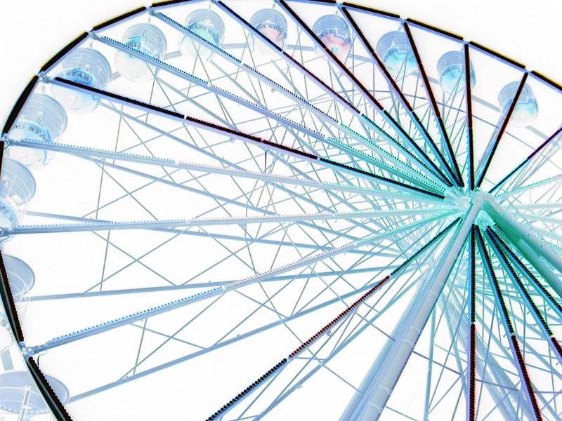 Free Stock Photo: A low angle of a giant fluorescent white ferris wheel at an amusement park.