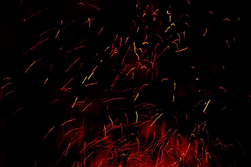 Free Stock Photo: Background texture of red hot embers and sparks after an evening bonfire, full frame