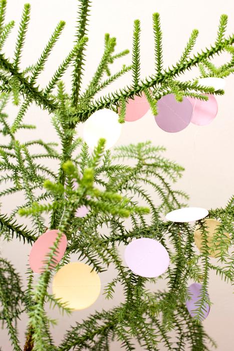 Free Stock Photo: paper decorating on a minimally decorated tree, plastic free environementally friendly christmas concept