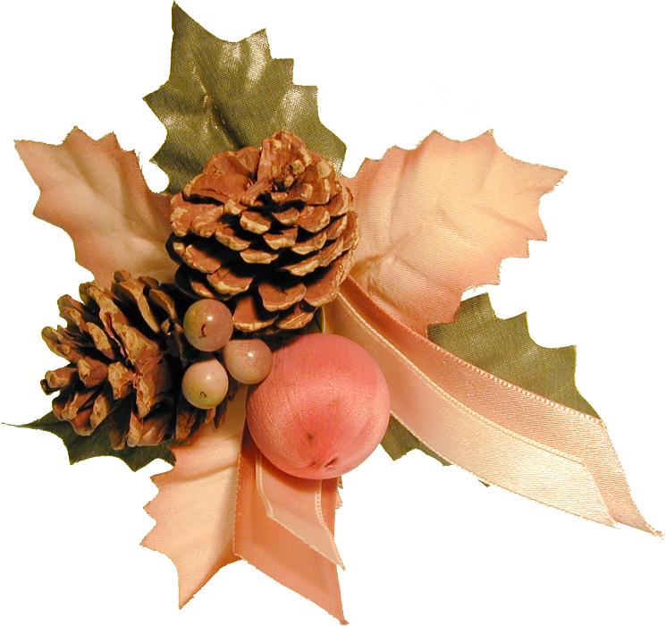 Free Stock Photo: Pine cone Xmas decoration with fake leaves and berries to decorate a table or room for a festive Christmas party