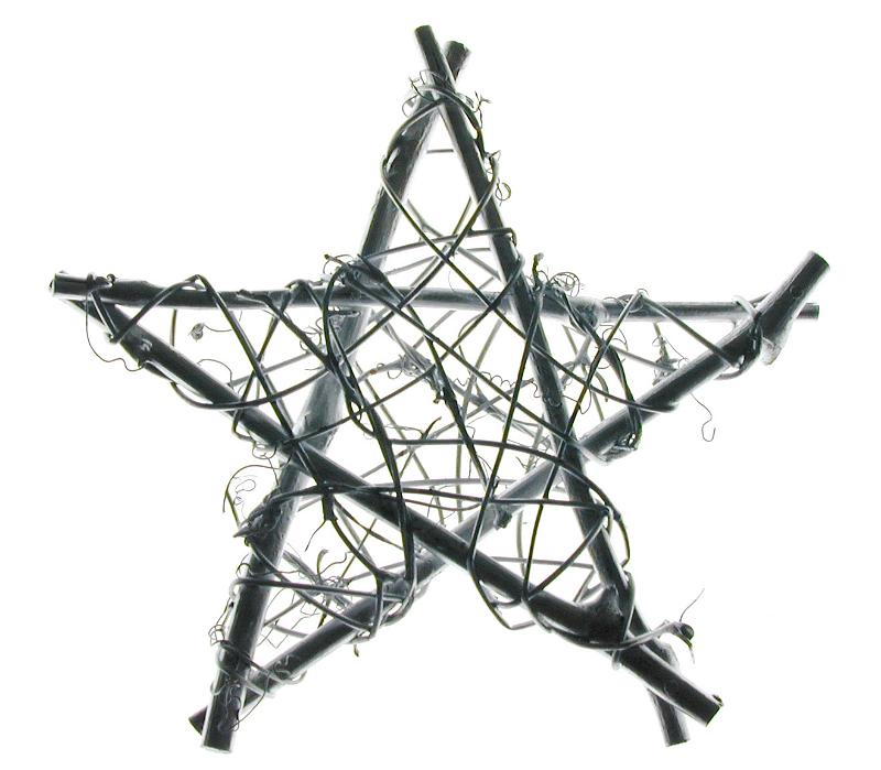 Free Stock Photo: Rustic wicker Christmas star entwined with thin silver wire isolated on white