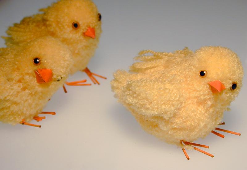 Free Stock Photo: spring chicken decorations made of wool