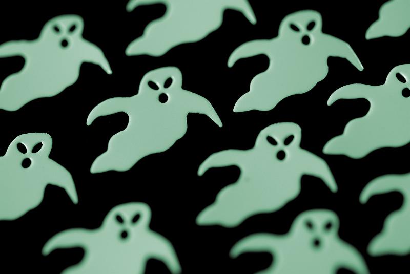 Free Stock Photo: light green ghost outline shapes on a black background