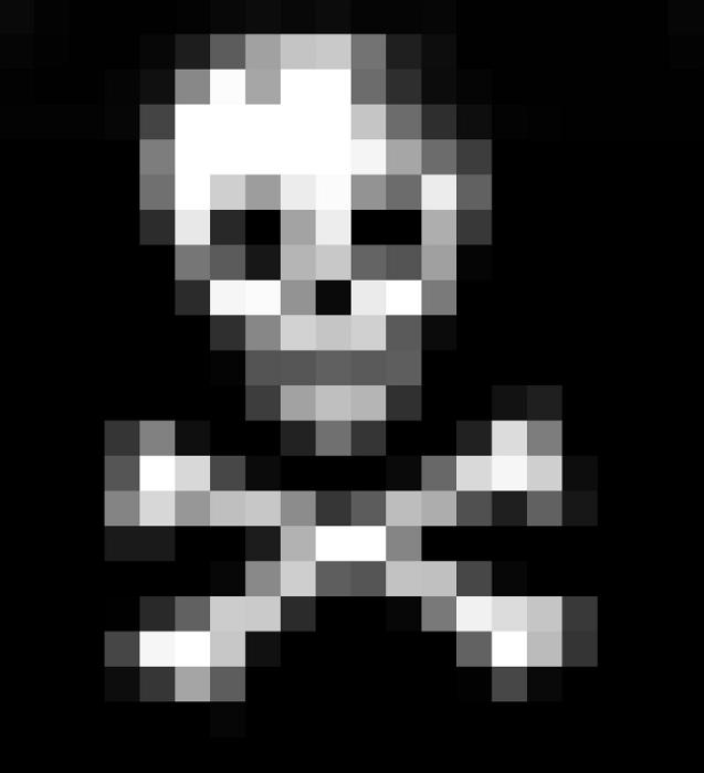 Free Stock Photo: skull digital image with large white and grey pixels
