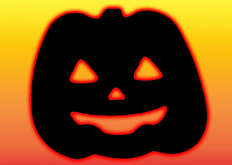 Free Stock Photo: black smiling pumpkin lantern shape with glowing orange edges