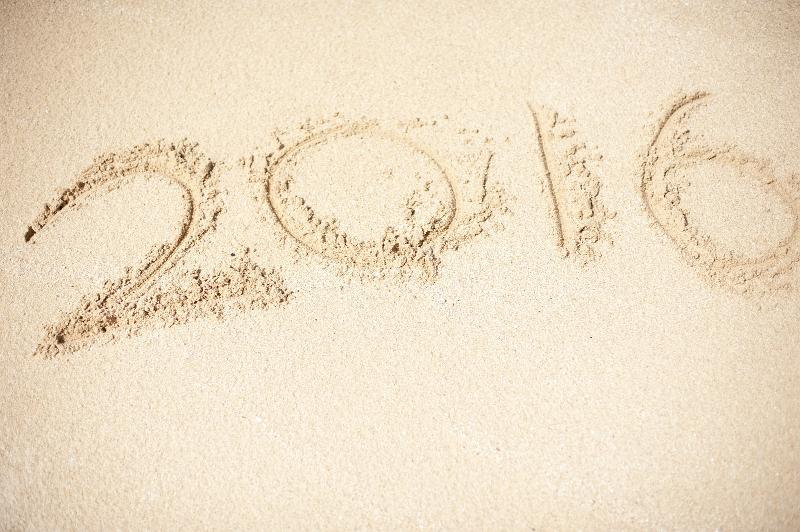 Free Stock Photo: southern hemisphere summer new year 2016 numbers in sand on the beach