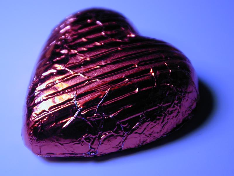 Free Stock Photo: foil wrapped chocolate valentine heart
