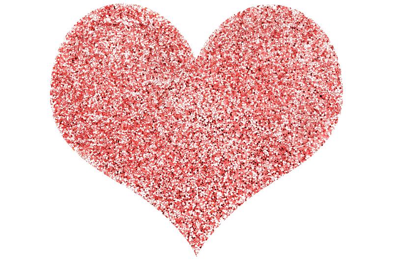 Free Stock Photo: a red love heart shape on white background composed of sparking glitter