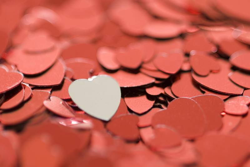 Free Stock Photo: a background of red heart shaped confetti makes a great valentine backdrop