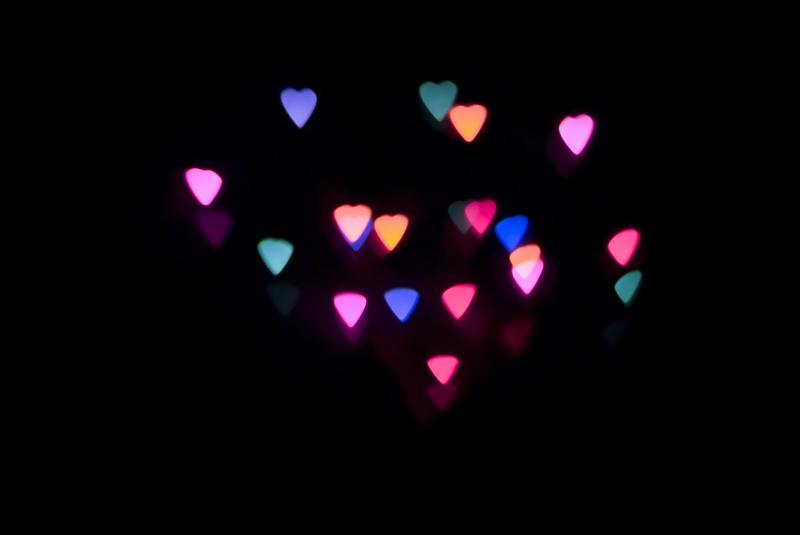 Free Stock Photo: abstract defocused heart shaped coloured lights