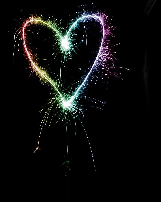 Free Stock Photo: a rainbow flag coloured sparking love heart