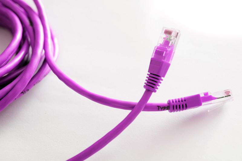 Free Stock Photo: Bright pink ethernet cable conceptual of social network dating with crossed plugs symbolising a relationship online